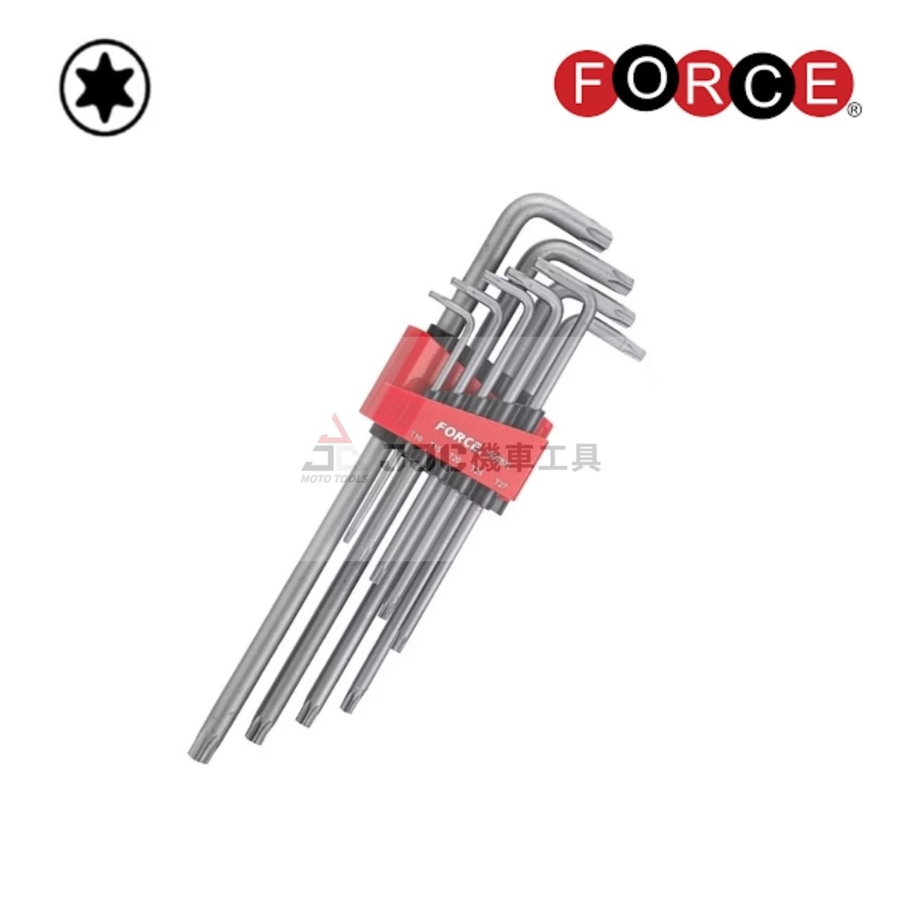 FORCE 9件式 實心 L型加長內六星扳手 星型扳手組